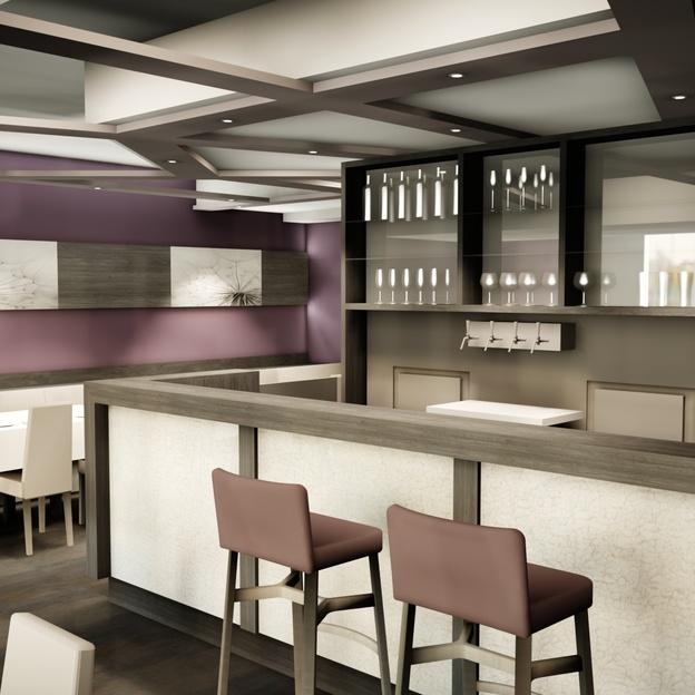 Individuelle Hoteleinrichtung nach Maß Barbereich in Hotel mit modernen Möbeln